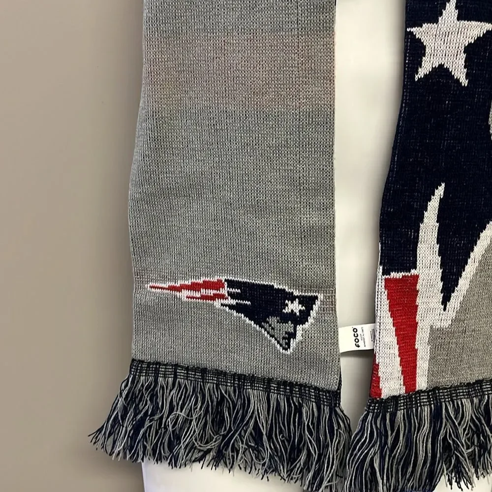 FOCO New England Patriots Winter Reversible Unisex Acrylic Scarf w/ Tassels-OSFM